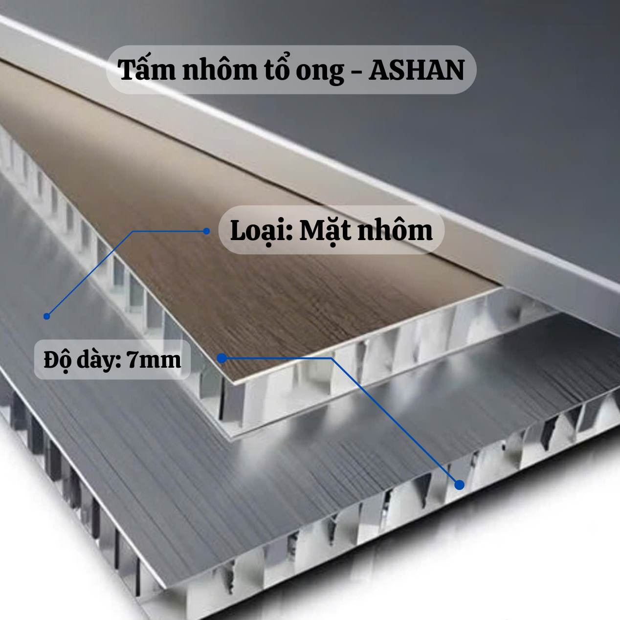Nhôm tổ ong mặt nhôm – dày 7mm 